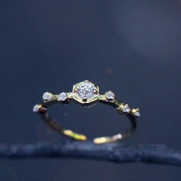 3/$25 🏷️ Sterling Silver Princess Ring Cubic Zirconia Gold Vermeil Ring - Picture 6 of 7